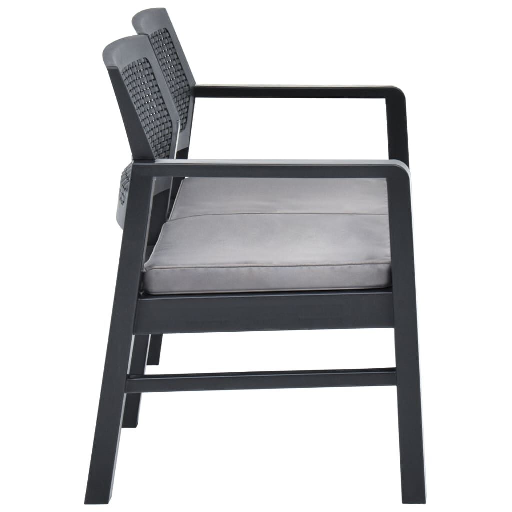 vidaXL 2-Seater Garden Bench with Cushions 120 cm Plastic Anthracite