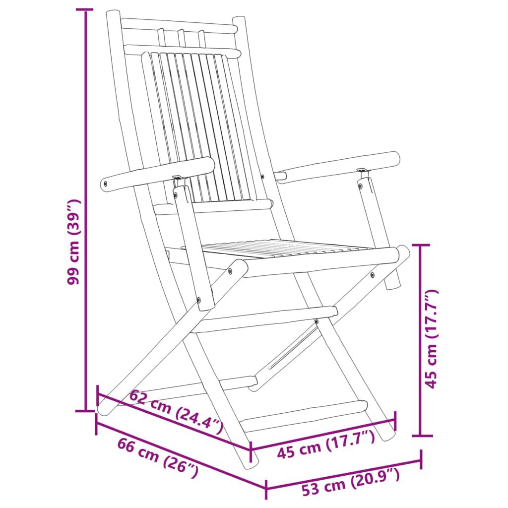vidaXL Folding Garden Chairs 8 pcs 53x66x99 cm Bamboo
