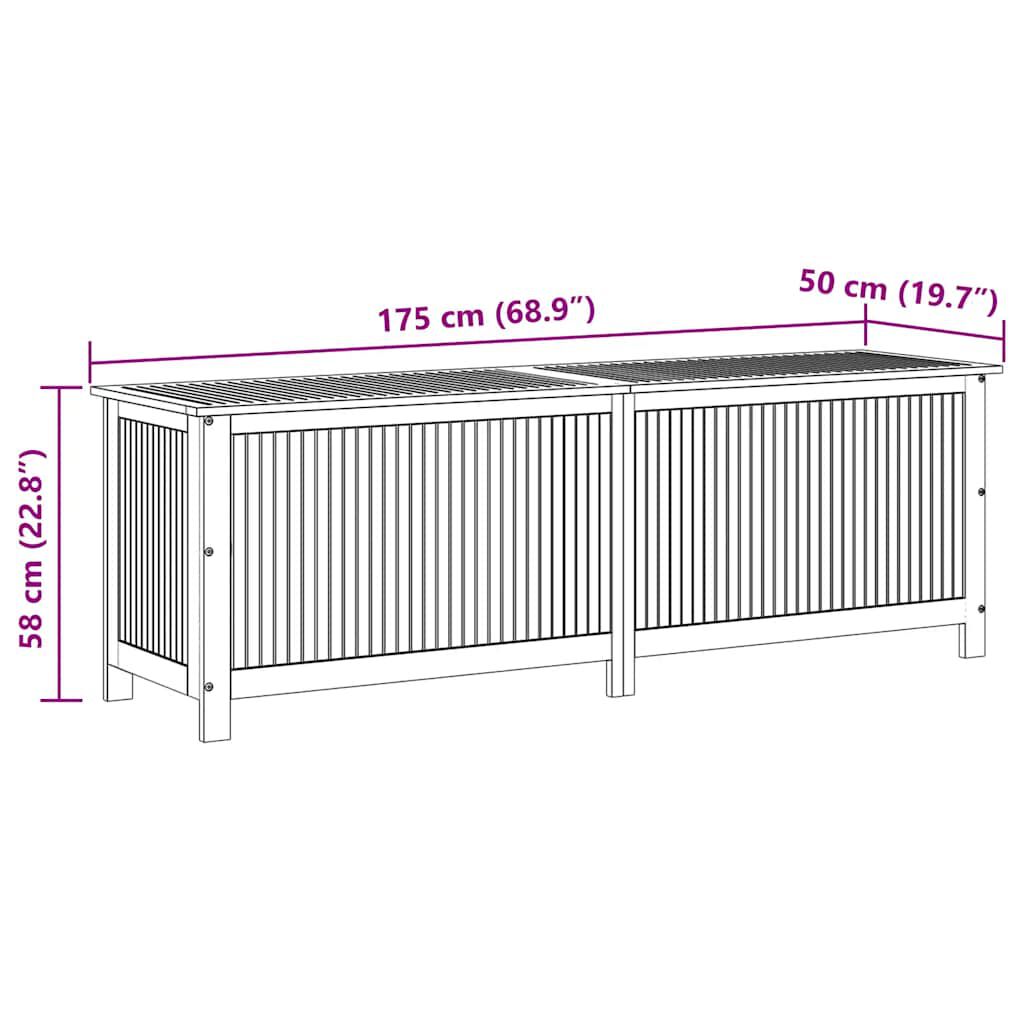 vidaXL Garden Storage Box 175x50x58 cm Solid Acacia Wood