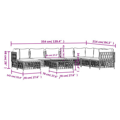 vidaXL 9 Piece Garden Lounge Set with Cushions White Steel