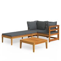vidaXL 3 Piece Garden Lounge Set with Dark Grey Cushions Acacia Wood, dark grey vidaXL 3 Piece Garden Lounge Set with Dark Grey Cushions Acacia Wood