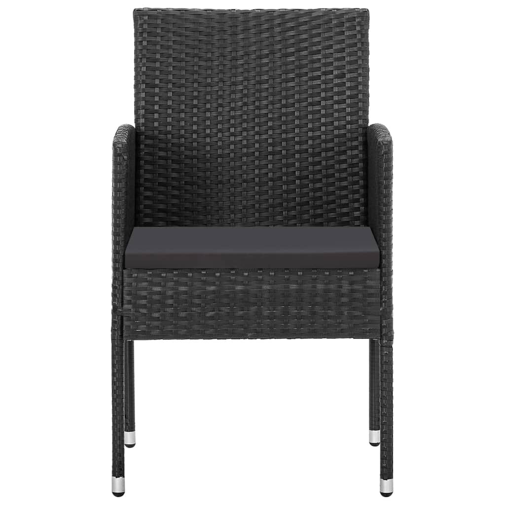 vidaXL Garden Chairs with Black Cushions 2 pcs Black Poly Rattan