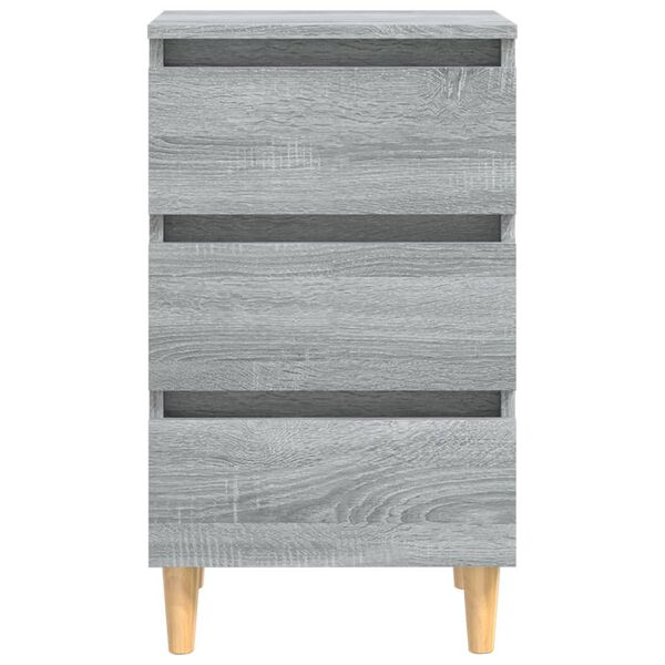 vidaXL Bed Cabinet with Solid Wood Legs Grey Sonoma 40x35x69 cm