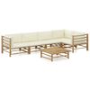 vidaXL 6 Piece Garden Lounge Set with Cream White Cushions Bamboo