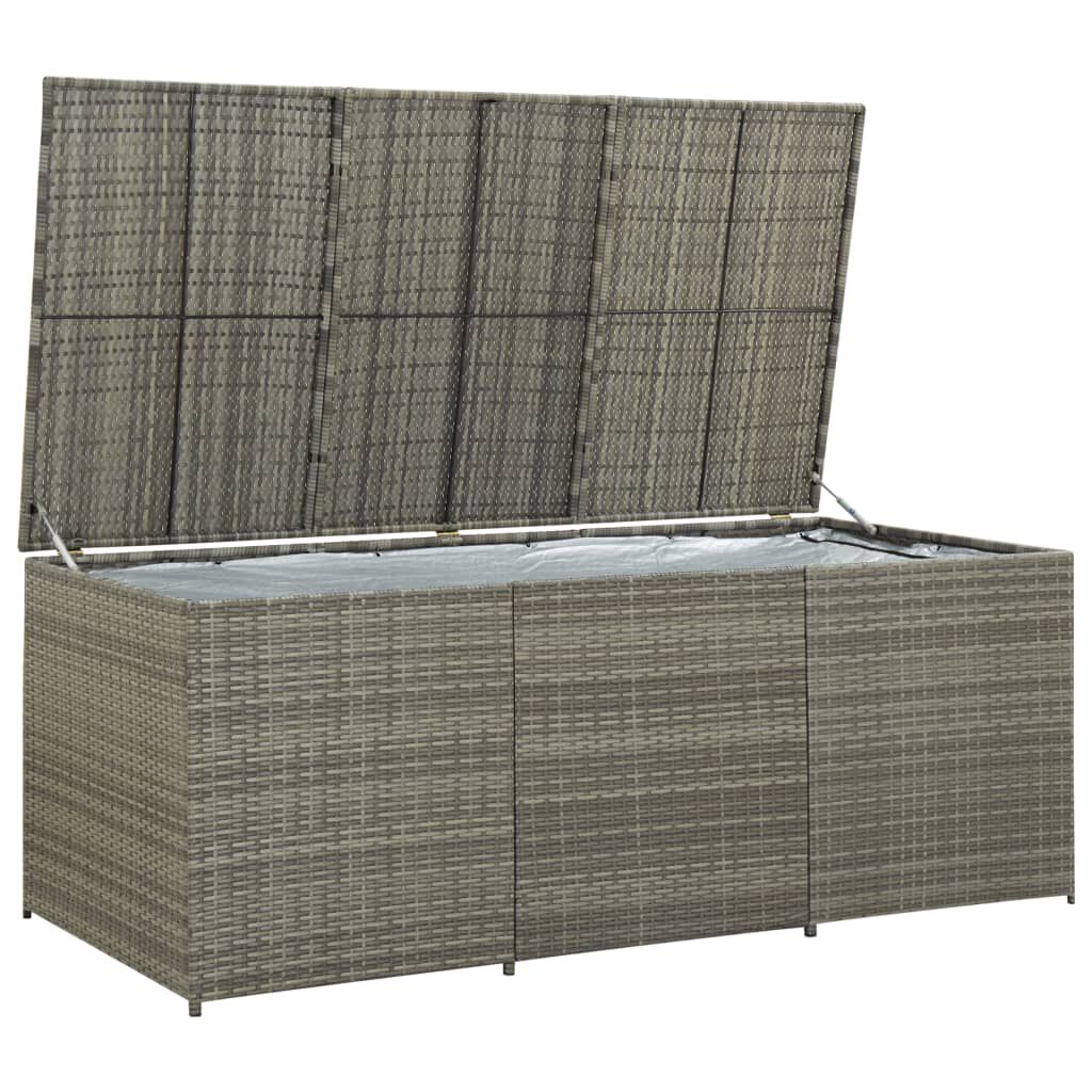 vidaXL Garden Storage Box Poly Rattan 180x90x70 cm Grey