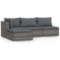 vidaXL 4 Piece Garden Lounge Set with Cushions Grey Poly Rattan, grey and anthracite vidaXL 4 Piece Garden Lounge Set with Cushions Grey Poly Rattan