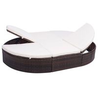 vidaXL Outdoor Lounge Bed with Cushion Poly Rattan Brown, brown vidaXL Outdoor Lounge Bed with Cushion Poly Rattan Brown