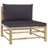 vidaXL 4 Piece Garden Lounge Set with Dark Grey Cushions Bamboo