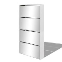 vidaXL Shoe Cabinet 4-Layer Mirror White 63x17x134 cm, white vidaXL Shoe Cabinet 4-Layer Mirror White 63x17x134 cm