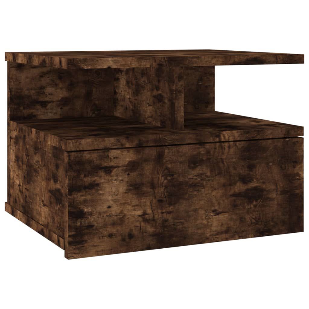 vidaXL Floating Nightstand 2 pcs Smoked Oak 40x31x27 cm Engineered Wood