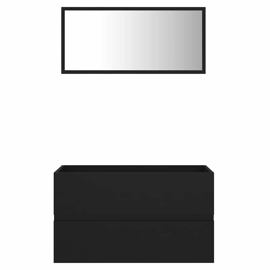 vidaXL 2 Piece Bathroom Furniture Set Black Engineered Wood