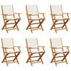 vidaXL Folding Chairs 6 pcs Cream White Fabric and Solid Wood