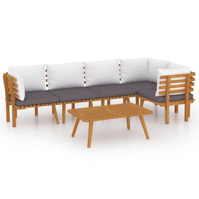vidaXL 6 Piece Garden Lounge Set with Cushions Solid Wood Acacia,  vidaXL 6 Piece Garden Lounge Set with Cushions Solid Wood Acacia