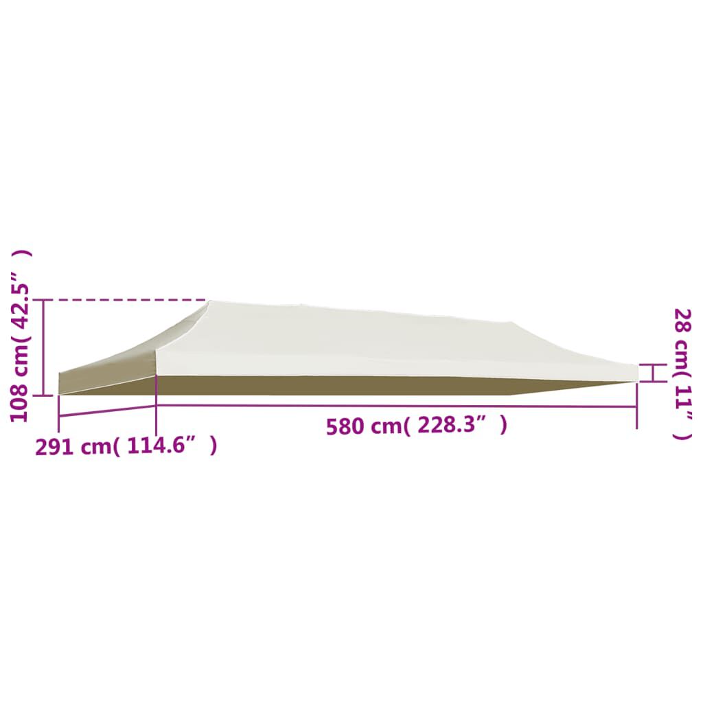 vidaXL Party Tent Roof 3x6 m Cream