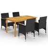 vidaXL 5 Piece Garden Dining Set Black