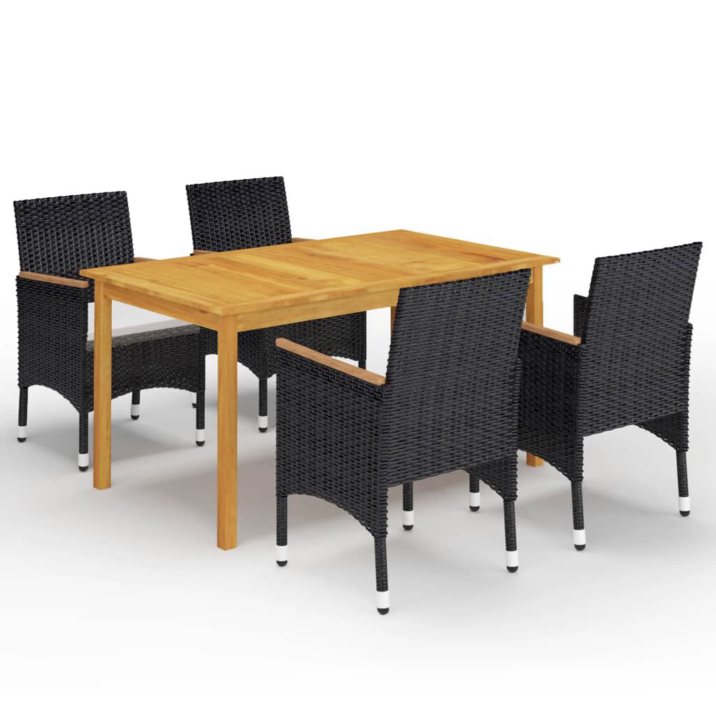 vidaXL 5 Piece Garden Dining Set Black
