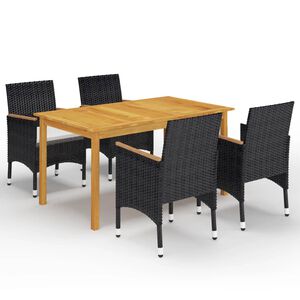 vidaXL 5 Piece Garden Dining Set Black