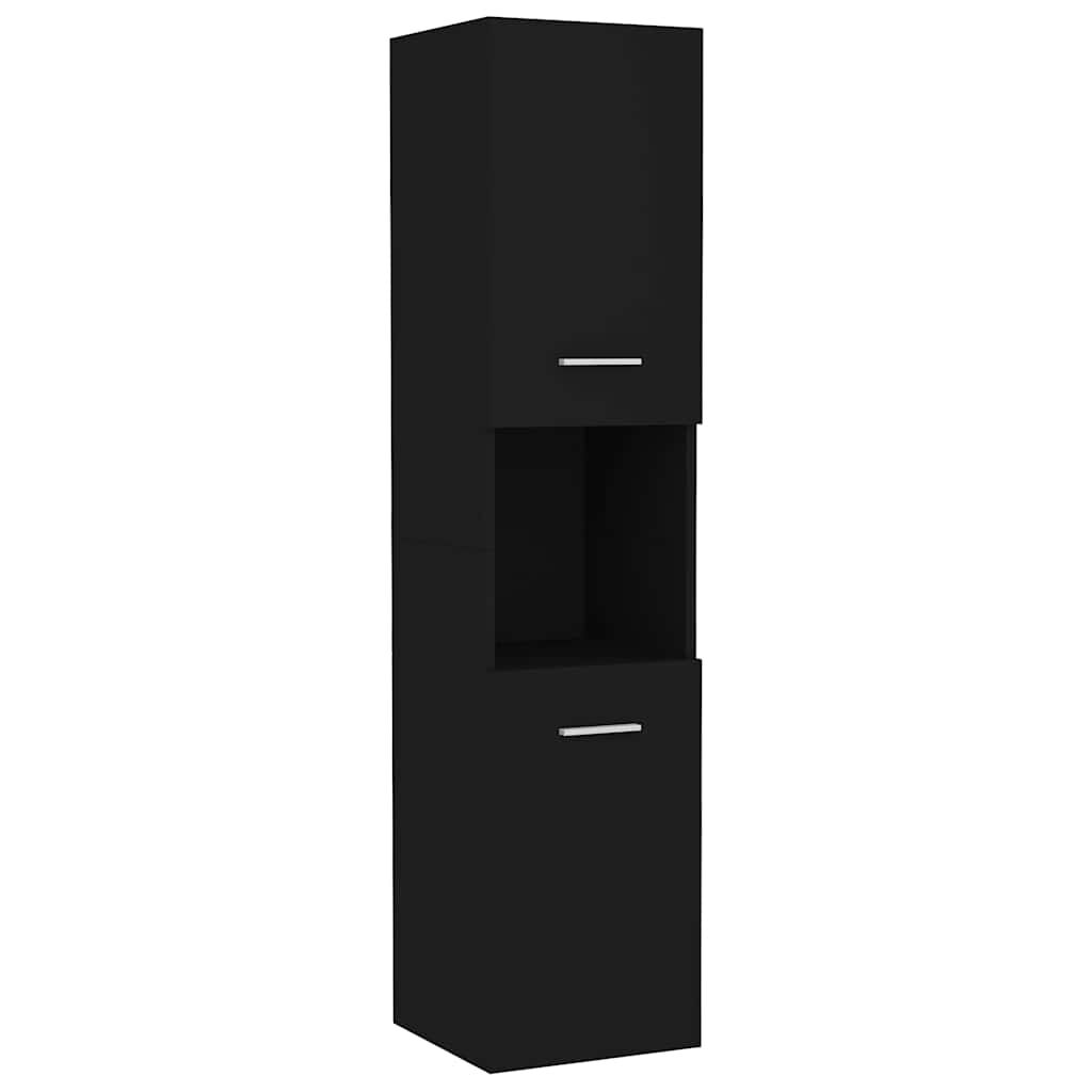 vidaXL Bathroom Cabinet Black 30x30x130 cm Engineered Wood