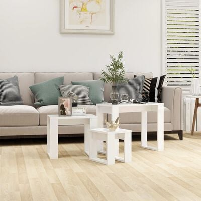 vidaXL Nesting Tables 3 pcs White Engineered Wood, white vidaXL Nesting Tables 3 pcs White Engineered Wood