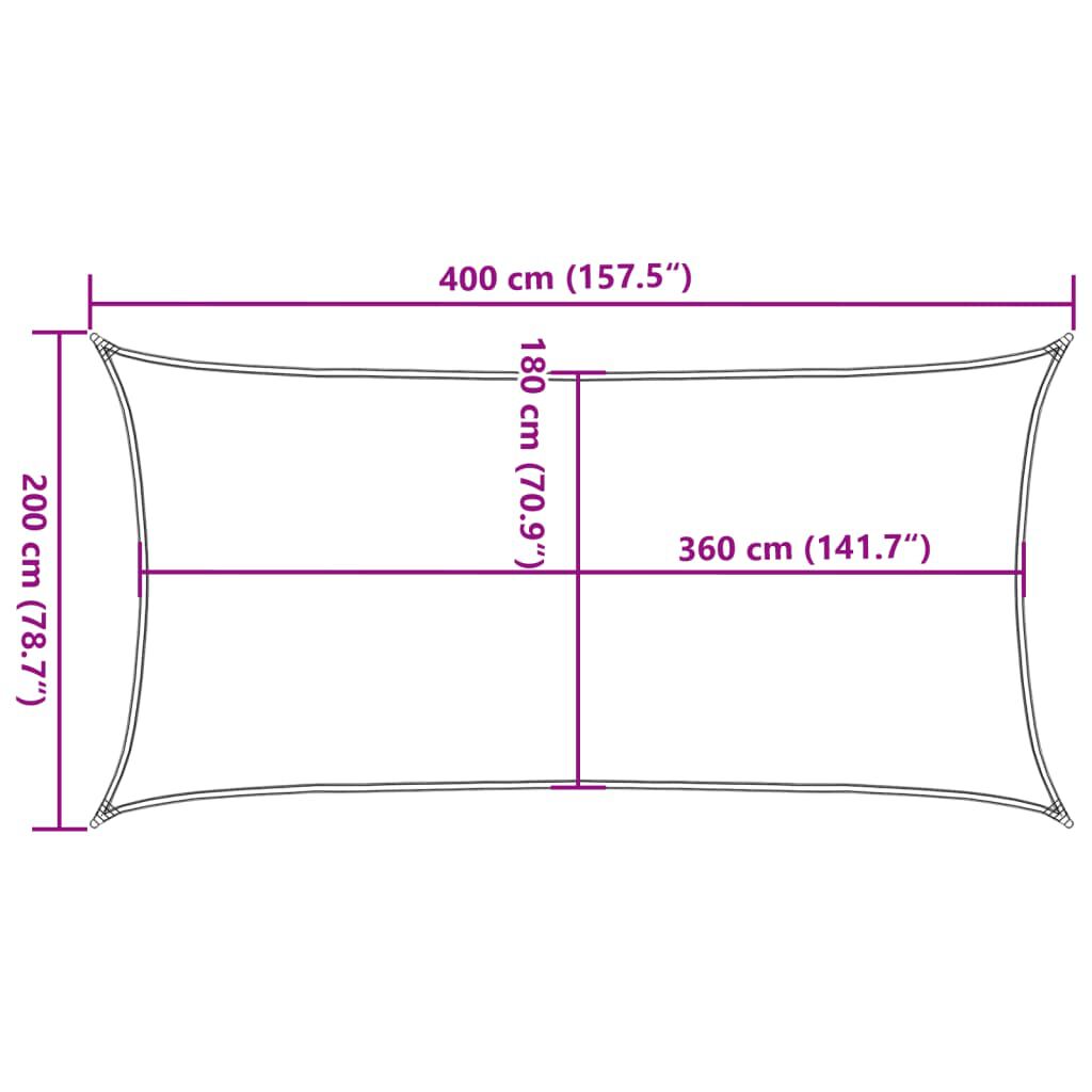 vidaXL Sunshade Sail HDPE Rectangular 2x4 m Cream