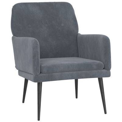 vidaXL Armchair Dark Grey 62x79x79 cm Velvet, dark grey vidaXL Armchair Dark Grey 62x79x79 cm Velvet