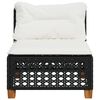 vidaXL Garden Sofa Armless with Cushions Black Poly Rattan