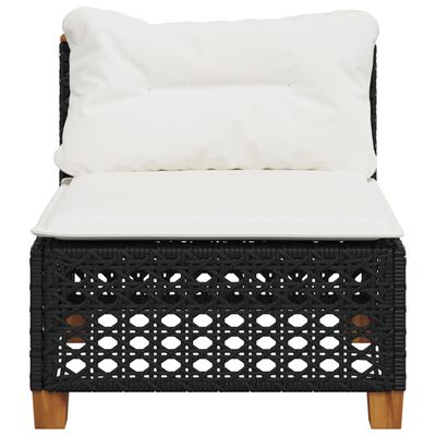 vidaXL Garden Sofa Armless with Cushions Black Poly Rattan, black vidaXL Garden Sofa Armless with Cushions Black Poly Rattan