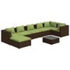 vidaXL 8 Piece Garden Lounge Set with Cushions Poly Rattan Brown