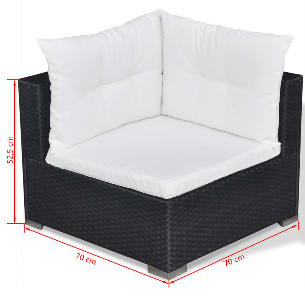 vidaXL 5 Piece Garden Lounge Set with Cushions Poly Rattan Black