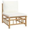 vidaXL 3 Piece Garden Lounge Set with Cream White Cushions Bamboo