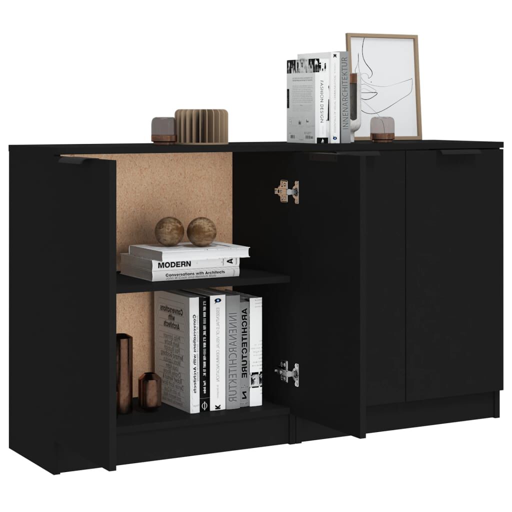 vidaXL Sideboards 2 pcs Black 60x30x70 cm Engineered Wood