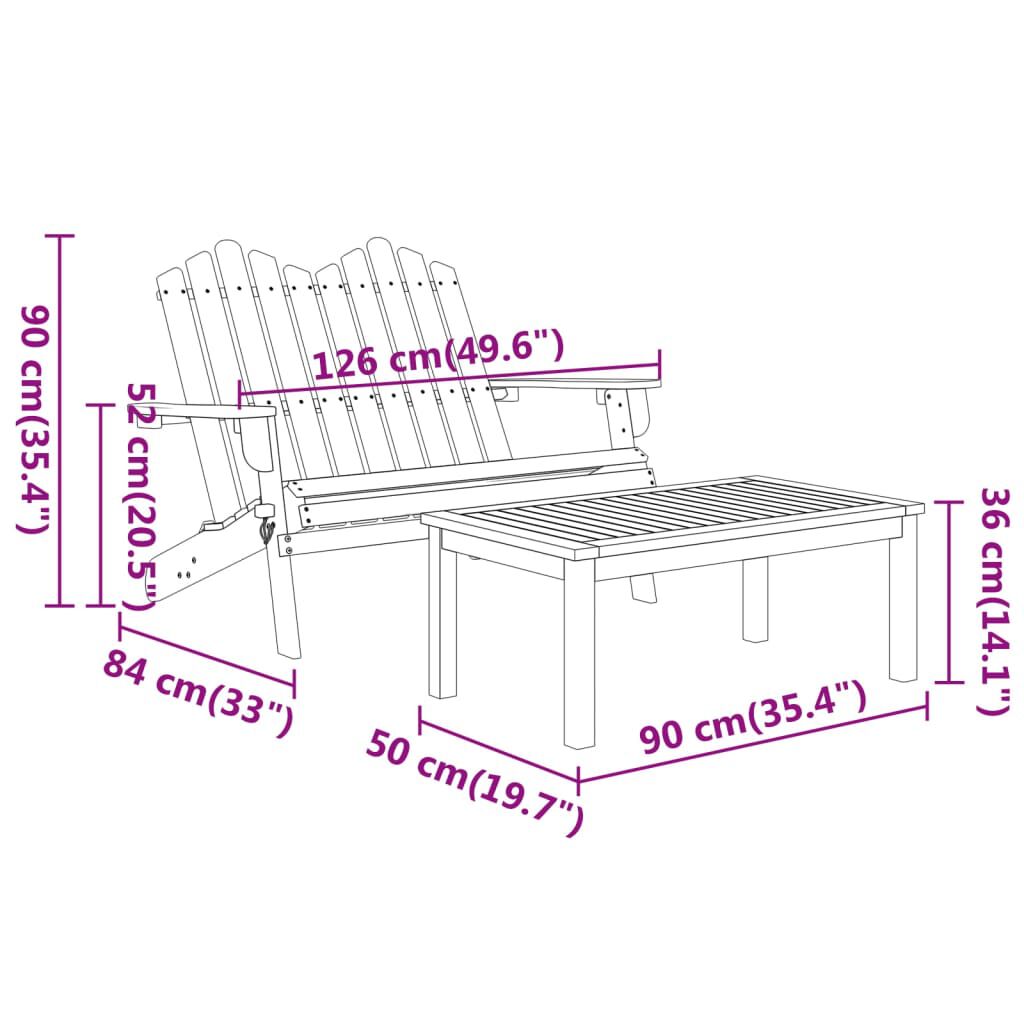 vidaXL 2 Piece Adirondack Garden Lounge Set Solid Wood Acacia
