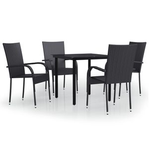vidaXL 5 Piece Outdoor Dining Set Black