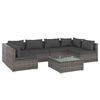 vidaXL 7 Piece Garden Lounge Set with Cushions Poly Rattan Grey
