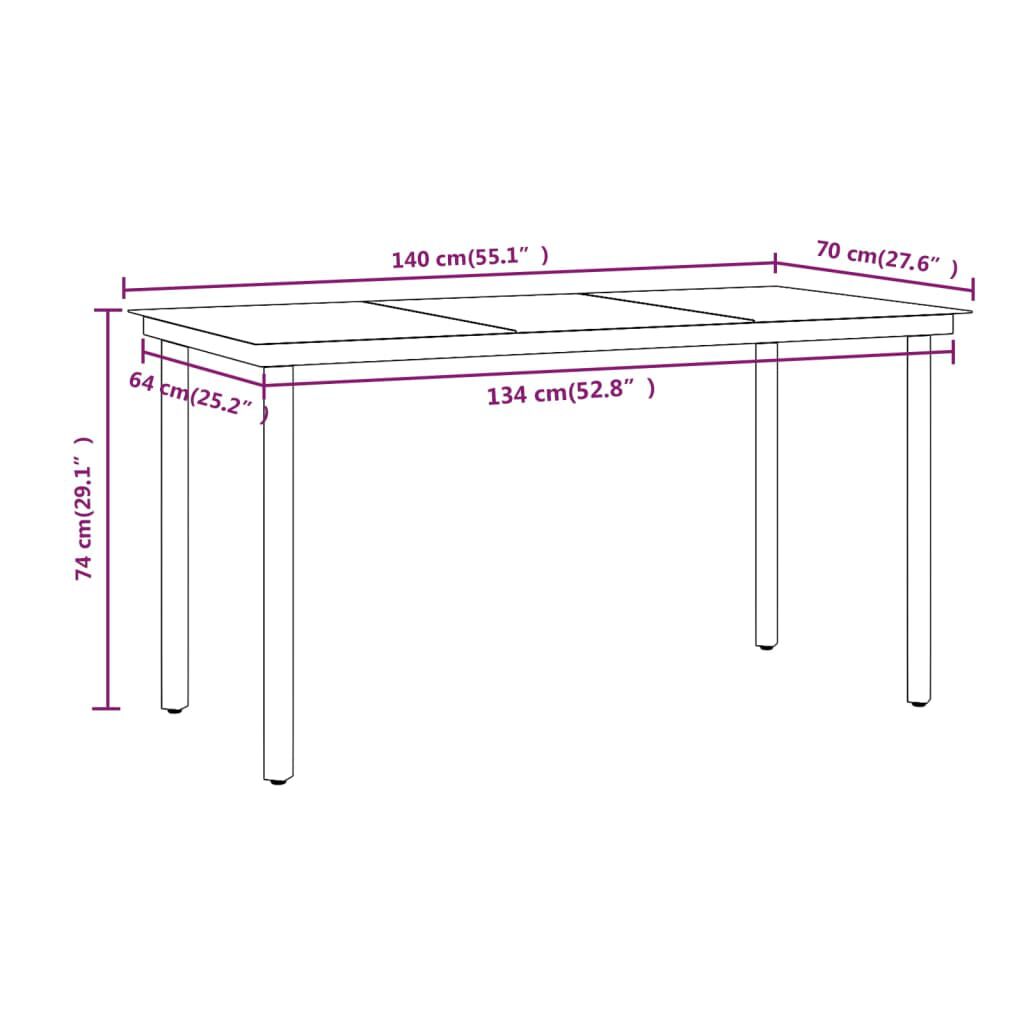 vidaXL 7 Piece Garden Dining Set with Cushions Brown