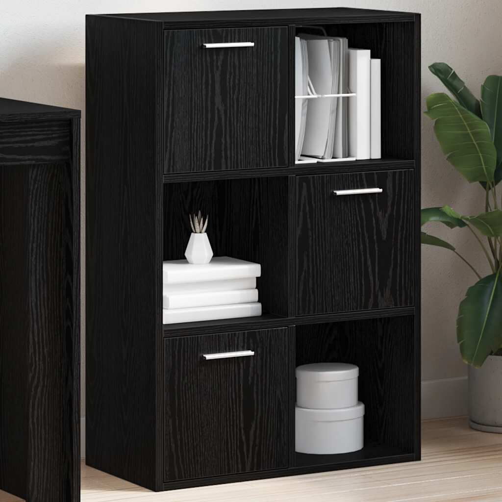 vidaXL Storage Cabinet Black 60x29.5x90 cm Engineered Wood