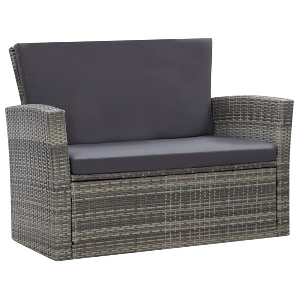 vidaXL 4 Piece Garden Lounge Set with Cushions Poly Rattan Grey