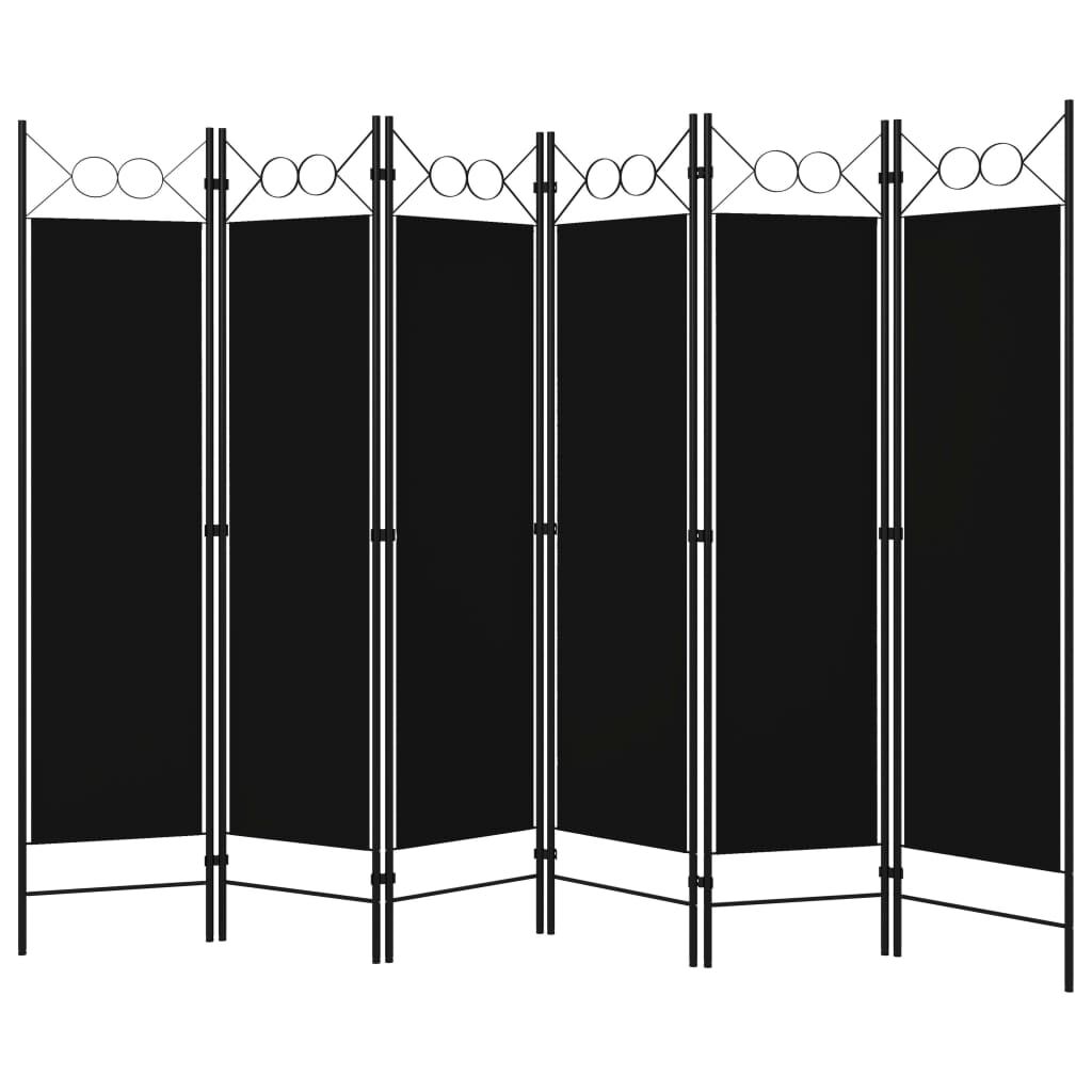 vidaXL 6-Panel Room Divider Black 240x180 cm