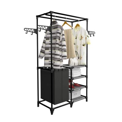 vidaXL Clothes Rack Steel and Non-woven Fabric 87x44x158 cm Black,  vidaXL Clothes Rack Steel and Non-woven Fabric 87x44x158 cm Black