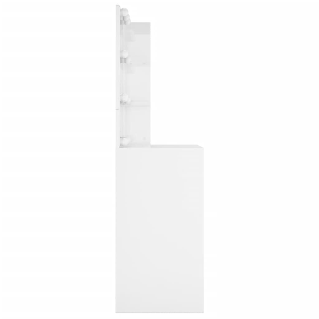 vidaXL Dressing Table with LED High Gloss White 60x40x140 cm