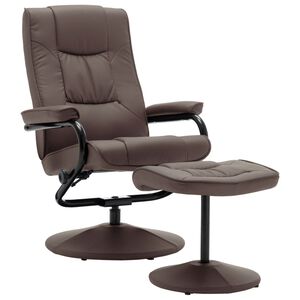 vidaXL TV Armchair with Foot Stool Brown Faux Leather
