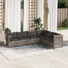 vidaXL 6 Piece Garden Sofa Set with Cushions Grey Poly Rattan