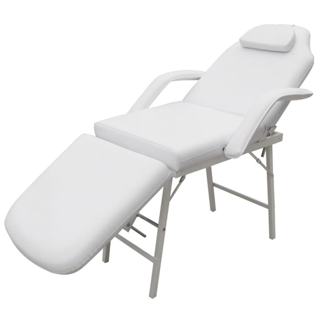 vidaXL Facial Bed Adjustable White Artificial Leather