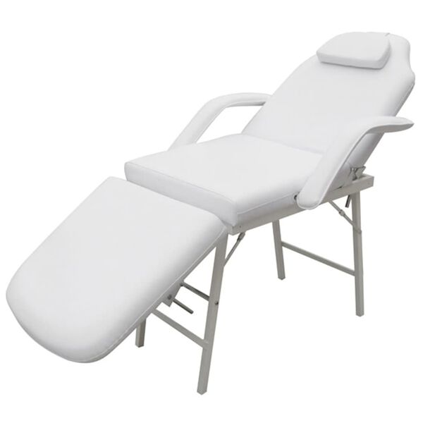 vidaXL Facial Bed Adjustable White Artificial Leather
