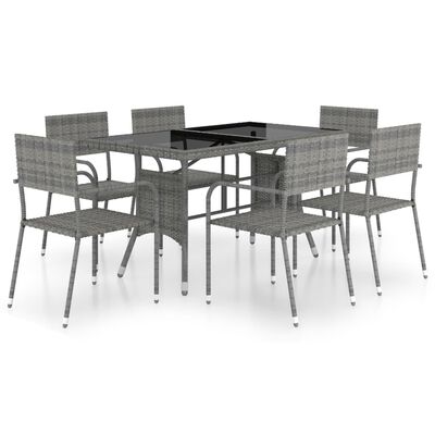 vidaXL 7 Piece Garden Dining Set Poly Rattan Anthracite & Grey, anthracite vidaXL 7 Piece Garden Dining Set Poly Rattan Anthracite & Grey