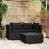vidaXL 3 Piece Garden Lounge Set with Cushions Black Poly Rattan