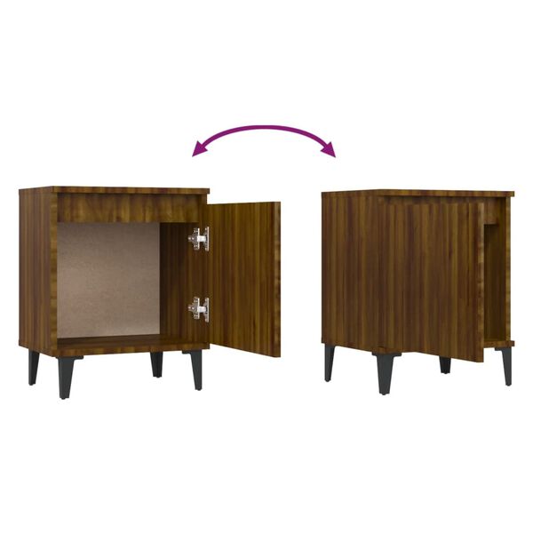 vidaXL Bed Cabinet with Metal Legs Brown Oak 40x30x50 cm