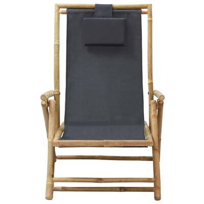 vidaXL Reclining Relaxing Chair Dark Grey Bamboo and Fabric, dark grey vidaXL Reclining Relaxing Chair Dark Grey Bamboo and Fabric