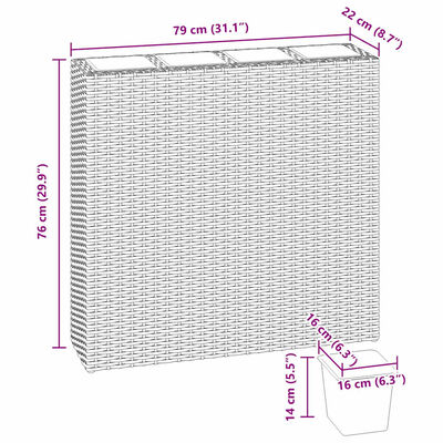 vidaXL Garden Raised Bed with 4 Pots Poly Rattan White, white vidaXL Garden Raised Bed with 4 Pots Poly Rattan White