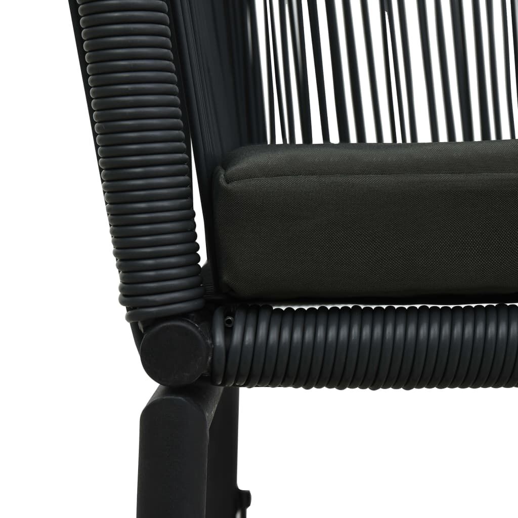 vidaXL 3 Piece Bistro Set with Cushions PE Rattan Black